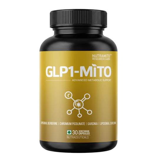 GLP1-MITO | 5-in-1 Weight Management Supplement | Liposomal Berberine, Chromium Picolinate, Garcinia Cambogia & Liposomal Curcumin with Piperine | 30 Veg Caps GLP-1 Supplement