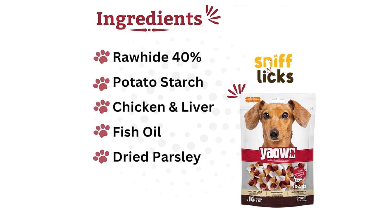Gnawlers Yaowo Braided Dog Treats (2.5 inch) 500g (Pack of 1) By Sniff N Licks