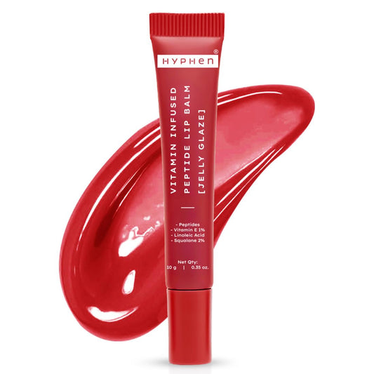 Red lip balm tube with visible brand name on a white background