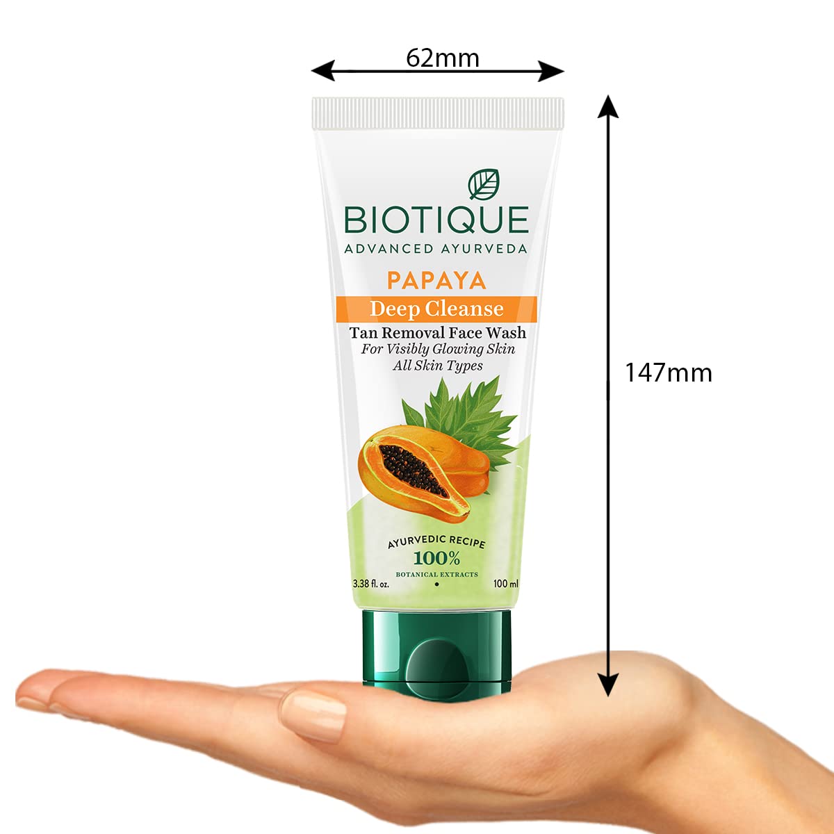 Biotique Papaya Deep Cleanse Face Wash | Gentle Exfoliation | Visibly Glowing Skin | 100% Botanical Extracts| Suitable for All Skin Types | 100ml