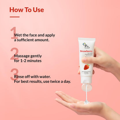 Fixderma Strawberry Face Wash with Vitamin E & Strawberry Extract | Face Wash & Face Cleanser | Face Wash for Oily Skin (All Type Skin) | Face Wash for Women & Men - 75g