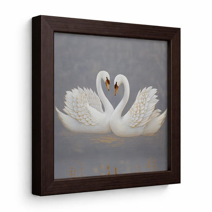 Pair Swan White Peace Love Elegant Romantic Serenity Nature Harmony Framed Poster Artwork Decor Painting