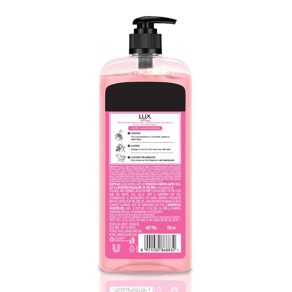 Lux Soft Rose Bodywash with French Rose & Almond Oil, 750 ml