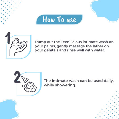 Teenilicious Intimate Wash for Men | Hygiene Wash with Aloe Vera, Tea Tree Oil | Anti Itch & Anti Odour | Antibacterial & Antifungal | Free from Alcohol, Silicones, Paraben & Sulphates - 50ml