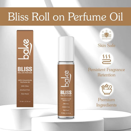 BAKE Bliss Attar Oil Concentrated Perfume Oil Roll on Fragrance| 24 Hours Stay & Alcohol Free | Unisex,Passion Fruit | 10ml