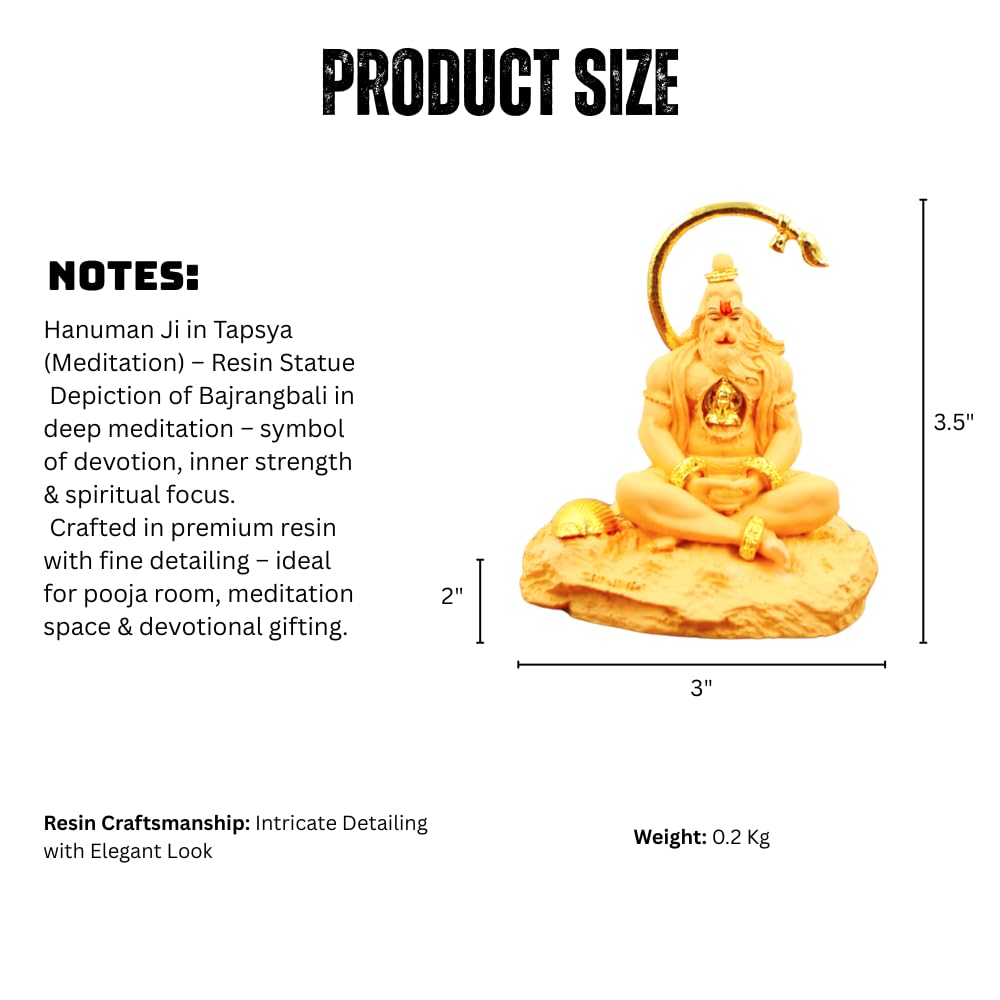Resin Lord Hanuman Idol Decorative Statue for Home Mandir, Car Dashboard, Vastu & Spiritual Gifting