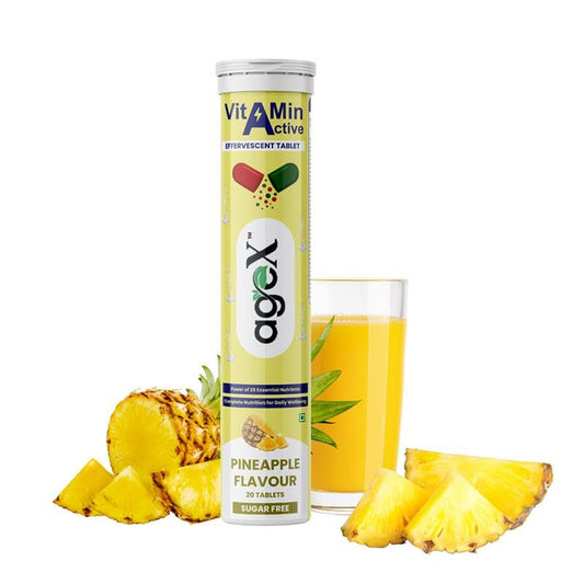 Daily Multivitamins - 21 Fast-Acting Vitamins & Minerals with Vit C, B3, B12, Zinc and Iron for Immunity, Energy & Heart Health - 20 Effervescent Tablets - Pineapple (Pack of 1)
