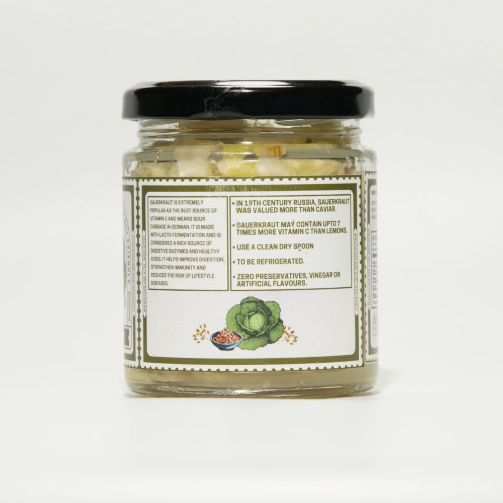 MAVI's Classic Sauerkraut | Organic Cabbage & Ajwain seeds | Fermented Cabbage | Gut Friendly | 200g | Pack of 1 |