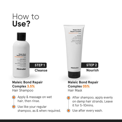 Minimalist Hair Mask For Frizzy Hair, Repairing Dry, Damaged & Dull Hair | Maleic Bond Repair Complex 05% with Transglutaminase, Amino Acids & Ceramides | For Damaged & Treated Hair | Controls Frizzy Hair | For Women & Men | 200 gm