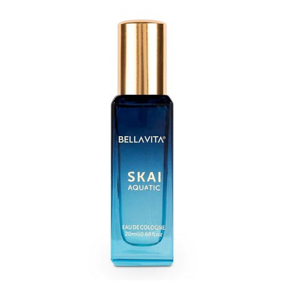 Bella Vita Luxury Skai Aquatic | Long Lasting Unisex EDC 20ml | with Bergamot, Lavender & Patchouli | Woody Premium Fragrance Perfume for Men & Women