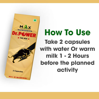 Max Ayurveda Dr. Power Capsules for Men | 100% Ayurvedic & GMP Certified | Stamina, Power and Energy Booster | Pack of 3 (2 Capsules Each)