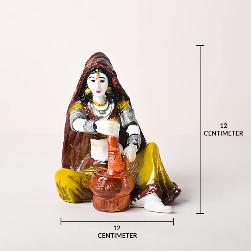 Decorative Rajasthani Village Couple Showpiece Figurine Idol Set for Living Room, Bedroom, Table Desk, Office/Home Decoration