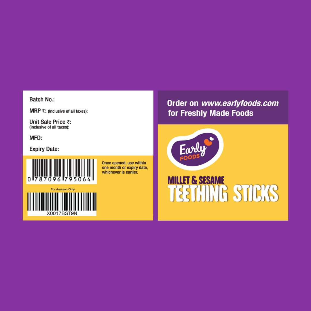 Early Foods - Millet & Sesame Teething Sticks 150 gms | Food Teether