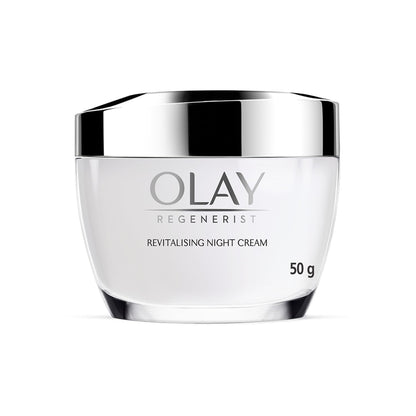 Olay Regenerist night cream jar on a white background