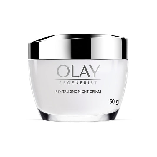 Olay Regenerist night cream jar on a white background