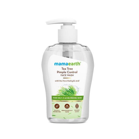 Mamaearth Tea Tree Pimple Control, Anti Acne Face Wash with Tea Tree & Salicylic for Oily & Acne-Prone Skin - 250 ml | Controls Oil to Prevent Pimples | Made Safe