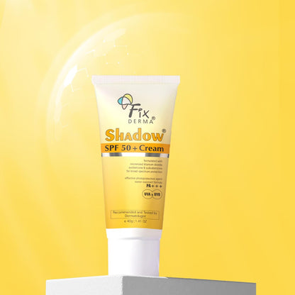 Fixderma Shadow Sunscreen SPF 50+ PA+++ Cream | Sunscreen for Dry Skin | No White Cast | UVA & UVB Protection | For Women & Men | Non Greasy & Water Resistant - 40 gm