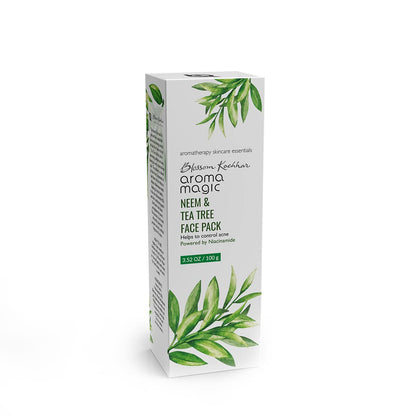 Aroma Magic Neem & Tea Tree Face Pack- 5% Niacinamide, Lemon Extracts & Essential Oils of Lavender | Prevents Acne/Pimple, Black heads, Tightens Pores | For Oily/Acne Prone Skin, 100g (Pack of 1)