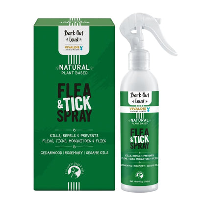Bark Out Loud by Vivaldis - Natural Tick & Flea Spray for Dogs and Cats, Gentle on Skin, Ensures Healthy Coat 200ml