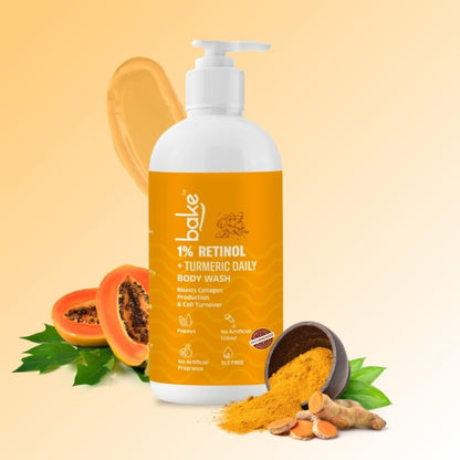 BAKE 1% Retinol & Ceramide Body Wash for Anti Aging | Boosts Collagen Production, Increases Skin Elasticity & Reduce Fine Lines & Wrinkles | For Women & Men | 250ml