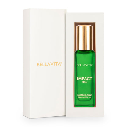 Bella Vita Luxury Impact Men Eau De Cologne Liquid Perfume With Mendarin Orange, Patchouli, Cedar | Woody, Citrusy Long Lasting Edc Fragrance Fresh Scent 20 Ml