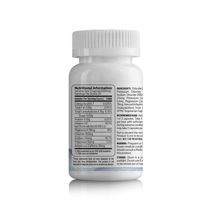 Zephivo Unived Caffeinated Electrolyte Salt Caps Electrolyte Replacement With Caffeine, 30 Vegan Caps
