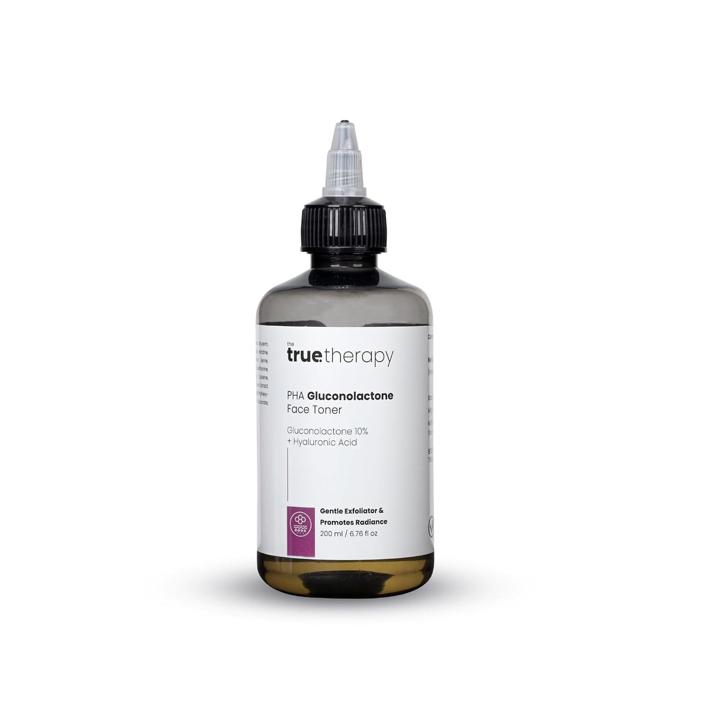 The True Therapy PHA Toner with 10% Gluconolactone, Hyaluronic Acid and 17 Amino Acid Complex | Hydrating & Exfoliating Face Care for Glowing Skin | For Men & Women | All Skin Types | 200ml