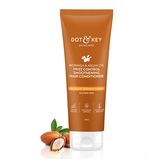 Zephivo Dot & Key Moringa & Argan Oil Fizz Control Smoothening Hair Conditioner | Hair Fall Control Conditioner for Dry| Sulphate Free | For Strong & Smooth Hair | For Women & Men | 120 millilitre
