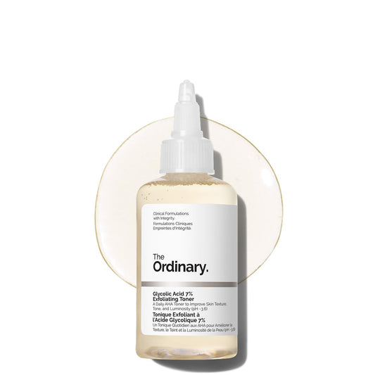 The Ordinary bottle of Glycolic Acid 7% Toning Solution on a white background
