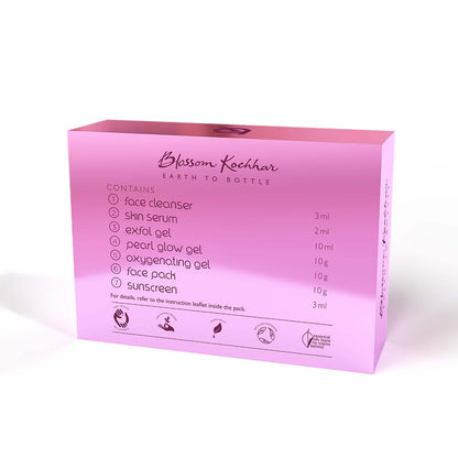 Aroma Magic 7 step Pearl Facial Kit| Anti-Acne, Detox & Lighten blemishes| Pearl Bhasma, Seaweed Extracts| Oily & Acne Prone Skin| Single Use| Pack of 1 (30g + 18ml)