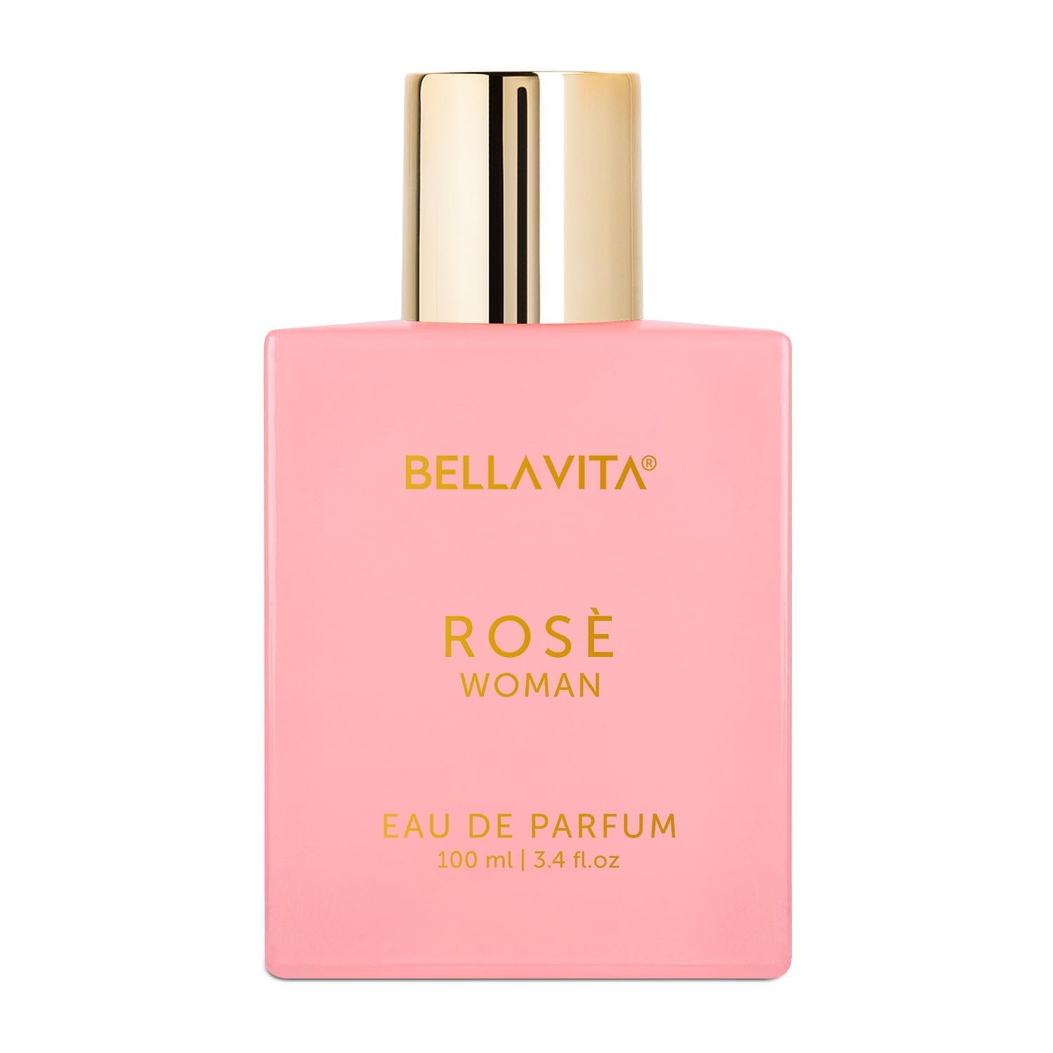 Pink Bellavita Rosé woman eau de parfum bottle on a white background