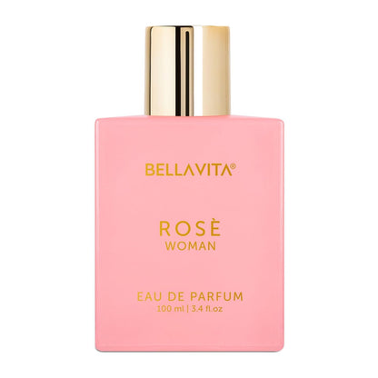 Pink Bellavita Rosé woman eau de parfum bottle on a white background