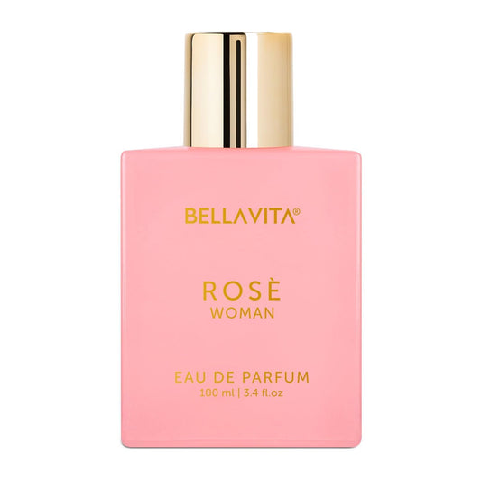 Pink Bellavita Rosé woman eau de parfum bottle on a white background