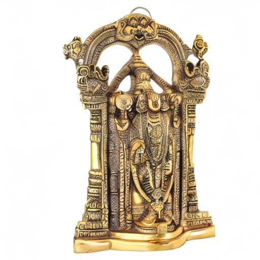 Kalakriti Gold Plated Wall Hanging God Tirupati Balaji Sri Venkateswara Swamy Idol | Spiritual Home Décor| Religious Diwali Gift | Statue for Pooja Living Room Mandir Decoration, 1Pc