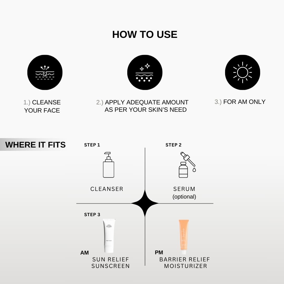 The Formularx Sun Relief Ceramide Sunscreen SPF 50 PA++++ | Broad Spectrum UV & Blue Light Protection | For Oily, Acne prone, Sensitive Skin | Brightening Barrier Care with Niacinamide, Hyaluronic acid, & Peptides | 50g