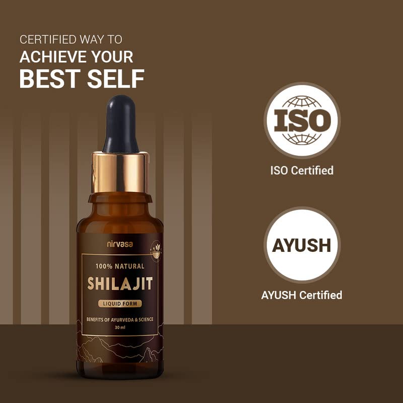 Nirvasa Pure Shilajit Liquid (30ml) | 100% Natural Himalayan Shilajeet Extract | Boosts Energy, Stamina, Strength & Vitality | Supports Immunity, Muscle Health & Performance | For Men & Women