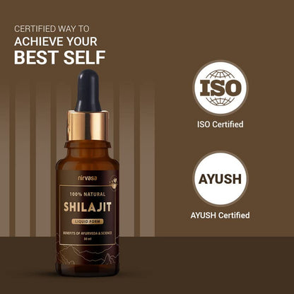 Nirvasa Pure Shilajit Liquid (30ml) | 100% Natural Himalayan Shilajeet Extract | Boosts Energy, Stamina, Strength & Vitality | Supports Immunity, Muscle Health & Performance | For Men & Women