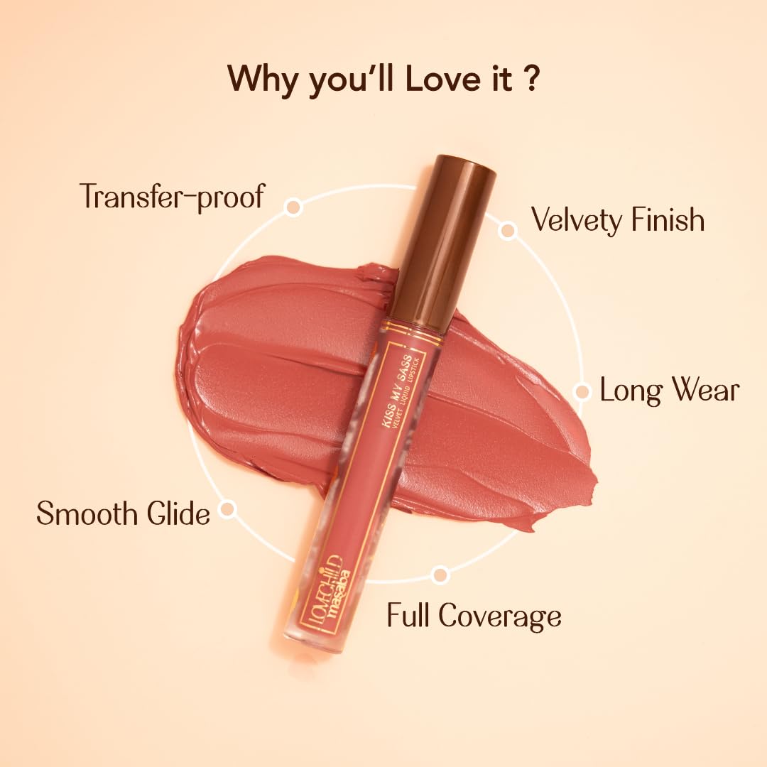 LoveChild Masaba Kiss My Sass Velvet Matte Lipstick (Mauve), Intense Color, Transfer-Proof, Hydrating with Hyaluronic Acid, Long-Lasting & Lightweight, Smooth Glide Formula, SIMP 2.5ml