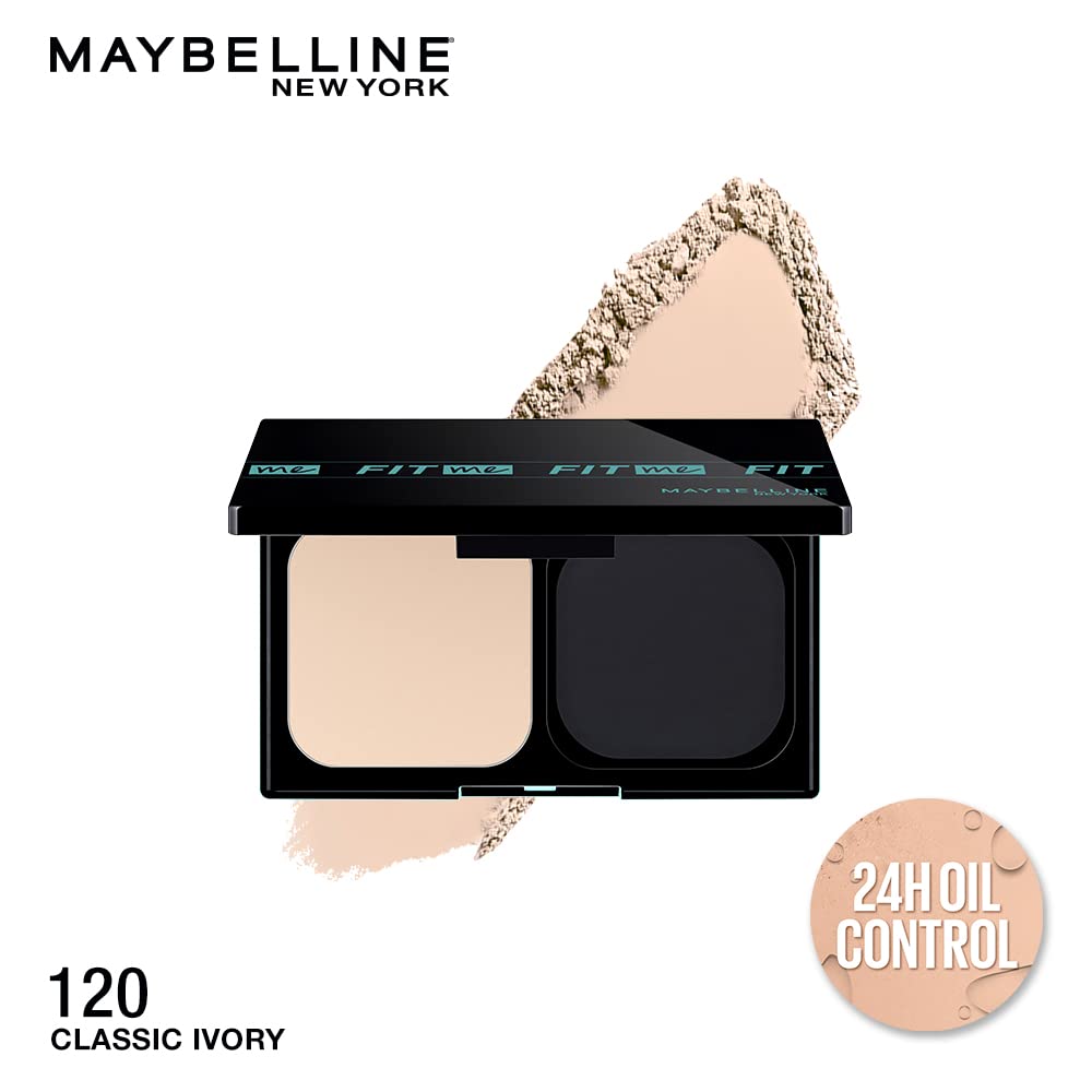 Maybelline New York Ultimate Powder Foundation, Full Matte Coverage, SPF44, 24H Oil Control, Fit Me, Shade 120, 9g