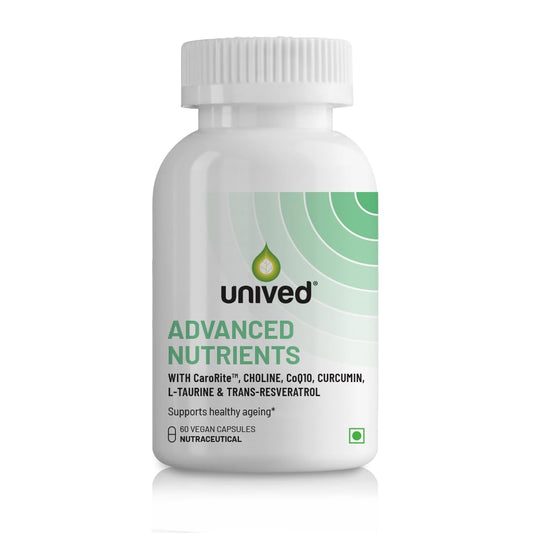 Zephivo Unived Advanced nutrients With Carorite™ (Carotenoid complex), Coenzyme Q10, Curcumin, Trans-resveratrol, Choline & L-taurine | Advanced formula to support healthy aging | 60 Vegan Capsules
