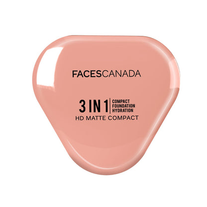 FACES CANADA 3 in 1 HD Matte Compact - Total Beige 03, 8g | Compact + Foundation + Hydration | 8-Hour Stay | Soft Weightless Texture & Silky Coverage | Blends Easily