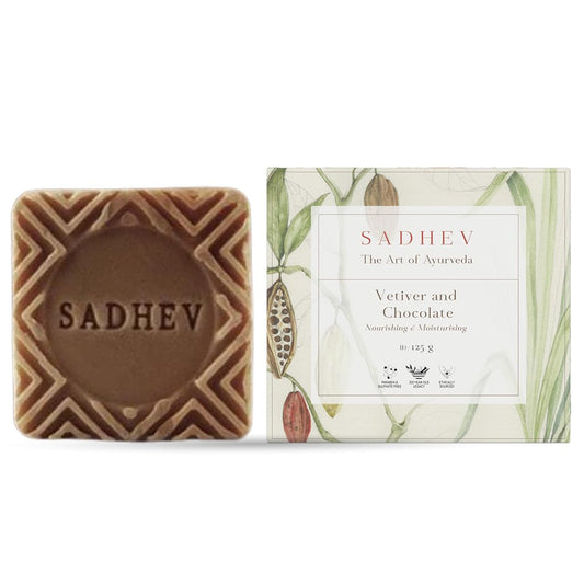 Sadhev Vetiver & Chocolate Ayurvedic Bathing Soap Bar For Moisturising &, Paraben & Sulphate Free - 125g (Pack of 1)