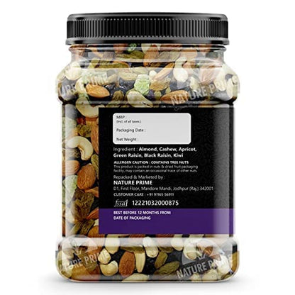 Nature Prime Premium Mix Dry Fruits and Nuts with Almonds| Cashew| Kishmish | Apricot | Black Raisins | kiwi | Dry Fruits, Seeds & Nuts