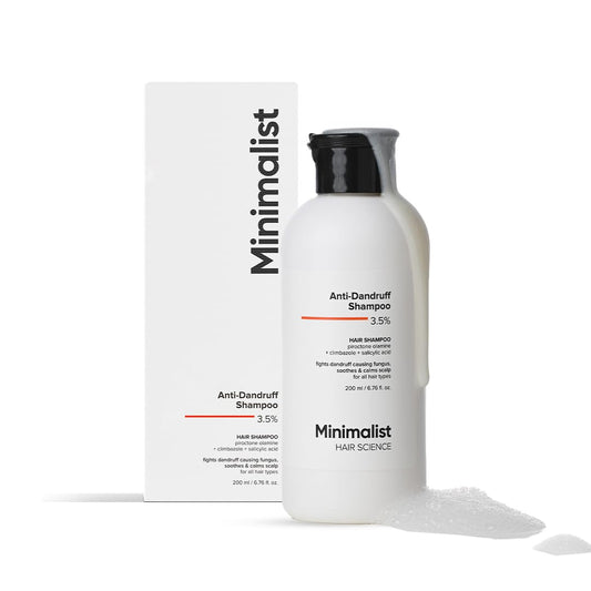 Minimalist Anti-Dandruff Shampoo | Clarifying Shampoo with Salicylic Acid, Climbazole & Piroctone Olamine | Remove Flakes, Soothes Itchy Scalp & Reduces Dandruff | Sulphate-Free | Fragrance-Free | Suitable for All Hair Types | For Women & Men
