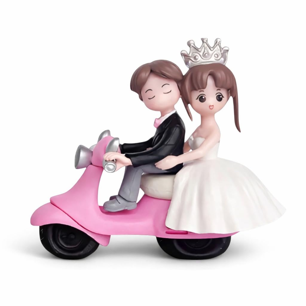 Bride & Groom Scooter Couple Showpiece | Wedding Couple Figurine for Home Décor | Romantic Gift for Marriage, Anniversary & Valentine’s Day