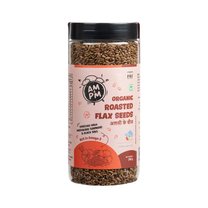 FaithFoods 100% Organic Roasted Flax Seeds 200g | Alsi Seeds | Enriched with Turmeric & Black Salt | Omega-3 Rich | High Fibre | Diabetic Friendly | Weight Management | Superfood Snack