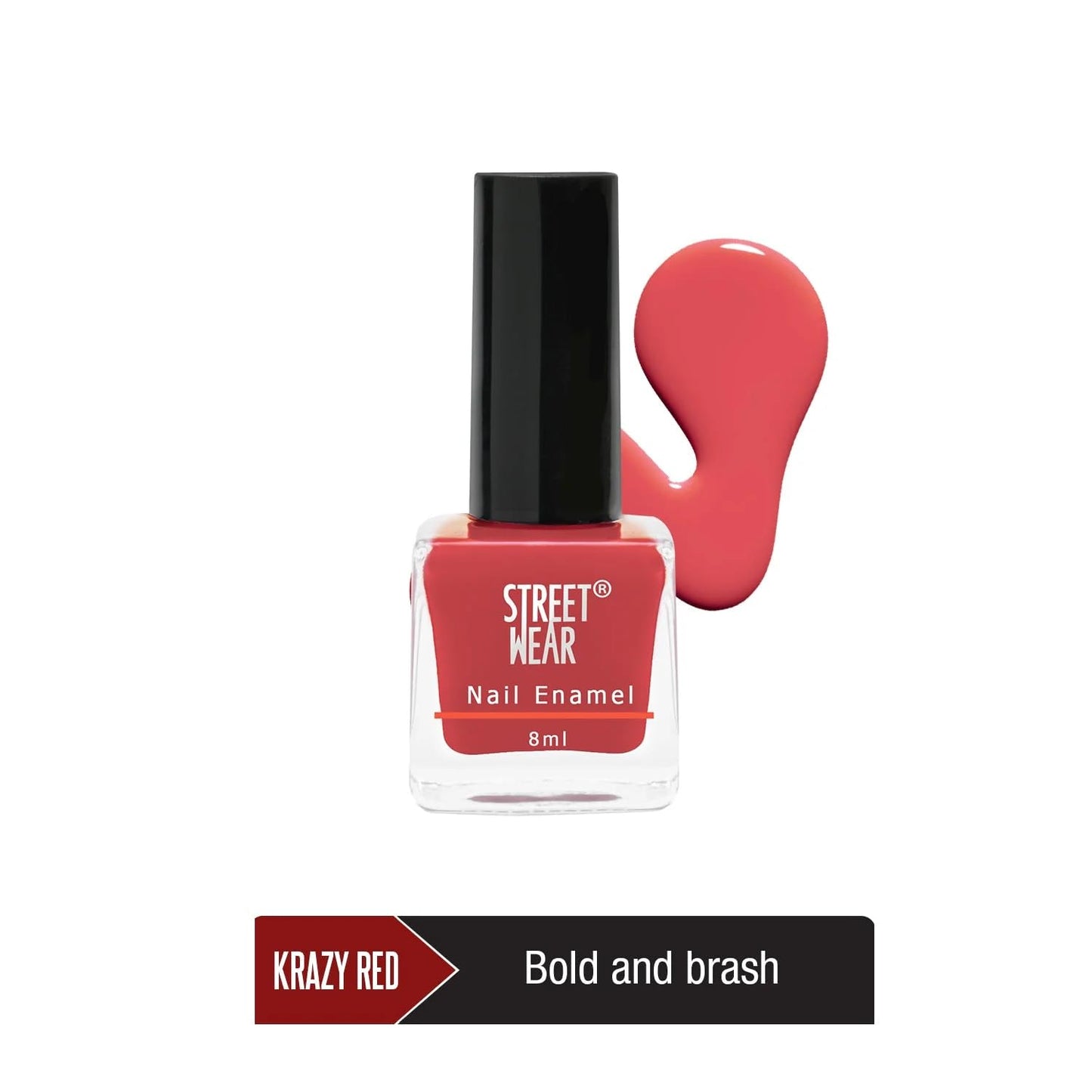 Street Wear Nail Enamel, Krazy Red, 8ml