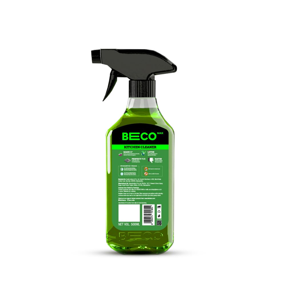 Beco Max | Kitchen Cleaner - 500 ml | Instantly removes Tough Greases, No stains or residue | Cleans in 60 seconds | Maximum cleaning power | Suitable for Counter Tops, Stoves, Chimneys