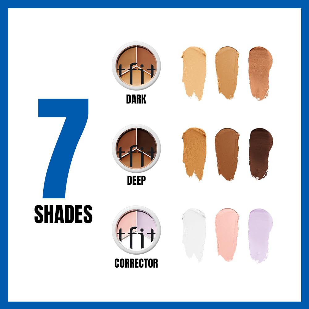 TFIT Cover Up Pro Concealer - Triple Palette | High-Pigmented, Full Coverage & Crease-Proof | Korean Concealer for Dark Circles, Redness & Blemishes (00 Light, 15g)