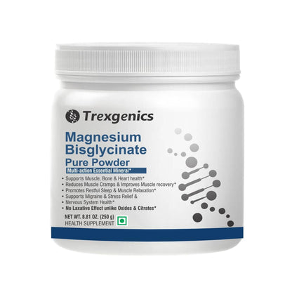 Trexgenics Magnesium Bisglycinate Pure Powder container on a white background